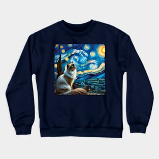 Birman Starry Night Inspired - Artistic Cat Crewneck Sweatshirt